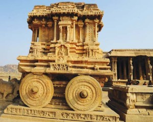 The stone chariot dedicated to Garuda, the mount of Lord Vishnu