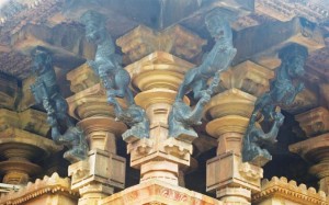 Sculptures of Yalis (mythical animal) at Ramappa Temple