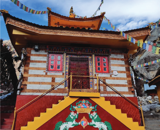Gompa, a Buddhist Temple inside the village