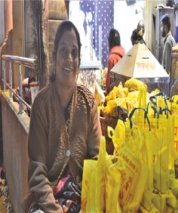 A local woman selling 'Bhandara' offered to Khandoba