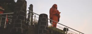 A statue of Ahilyabai Holkar at Jejuri gad