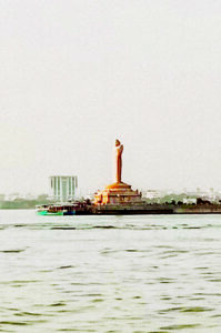 Buddha statute inside Hussain Sagar Lake