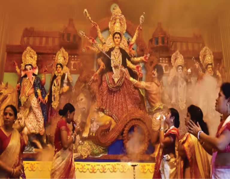 Durga Puja celebrations. It is a festival that honours the nine forms of Goddess Durga, who represents the feminine energy of Shakti (power)