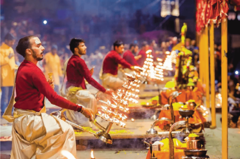 The morning and evening Ganga aarti at the Varanasi ghats are a visual treat that draws domestic and international tourists in large numbers