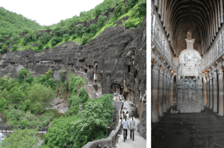 The caves of Ajanta are famous for their temple architecture