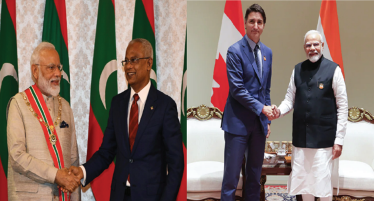 (Left) Prime Minister Narendra Modi was conferred with the Maldives' highest honour "Rule of Nishan Izzuddeen" during his state visit to the country in 2019. But today the relations between the two countries have strained after some unprovoked remarks were made by Maldives ministers following Modi`s visit to Lakshadweep recently (Right) PM Modi with Canadian PM Justin Trudeau (a file pic)
