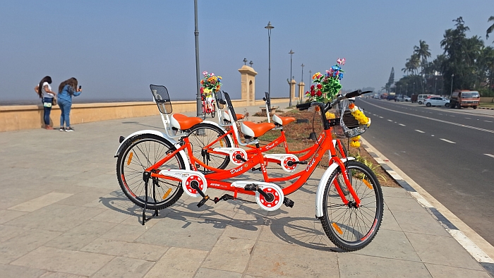 Tourist cycles available all along the Coastal Road inDaman