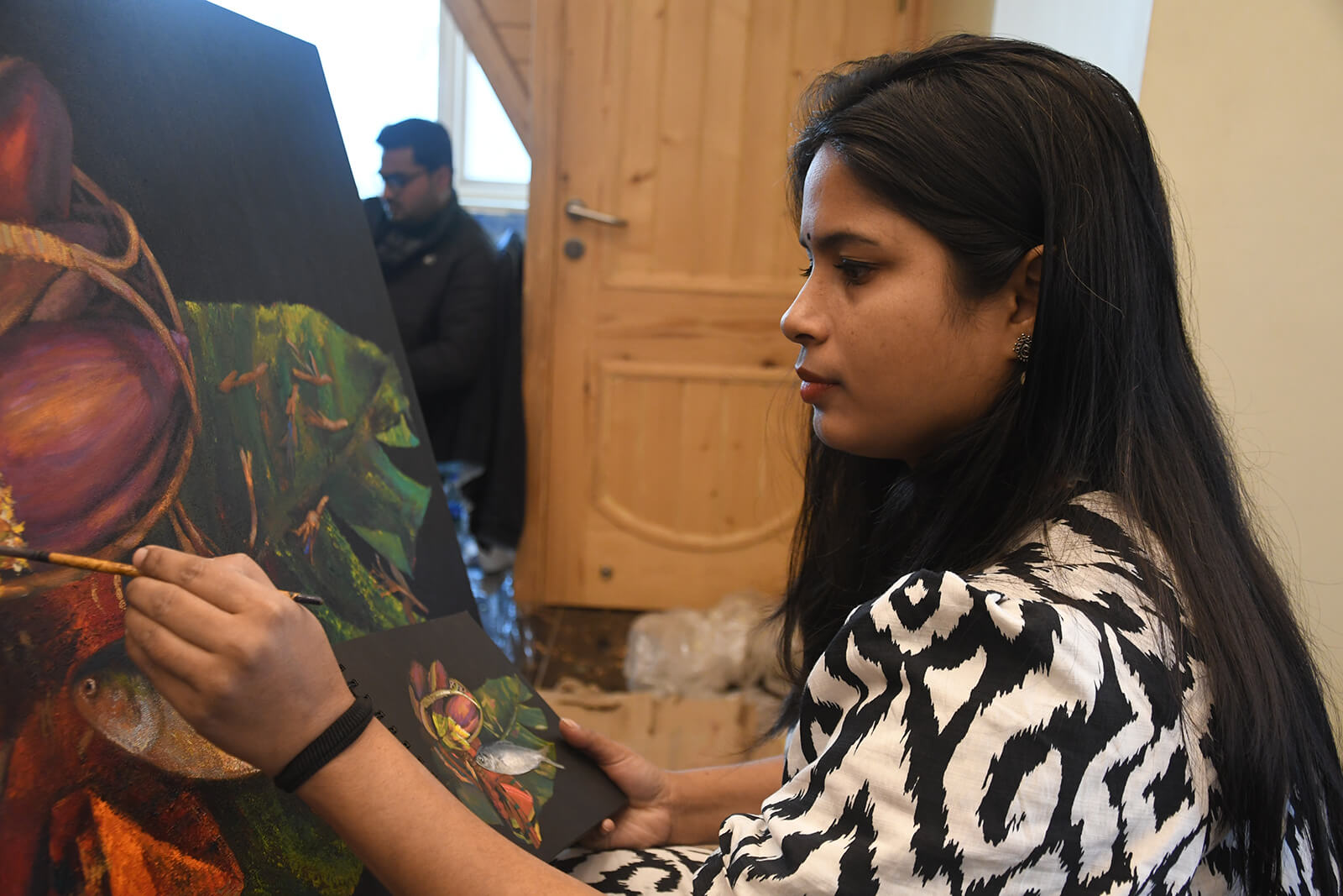 Rumana Rahman from Bangladesh works on her opus